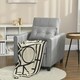 image 2 of HOMCOM Pull Out Chair Bed, Sleeper Chair with Pillow Light Grey