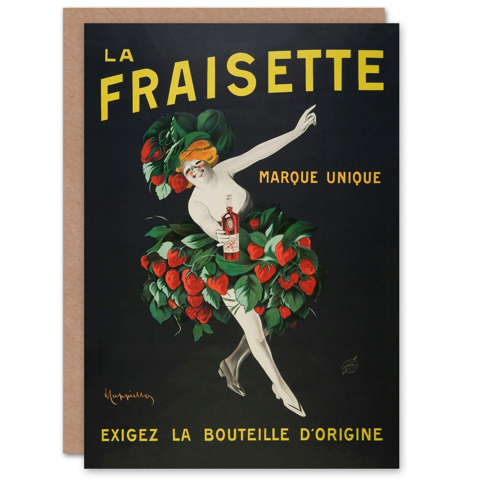 image 1 of Leonetto Cappiello Art Card Fraisette Strawberry Liqueur Vintage Ad