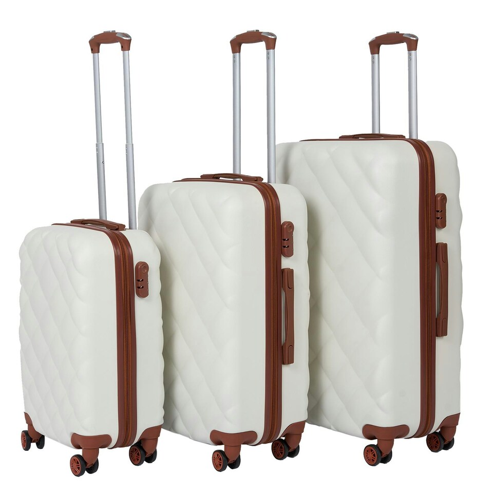 OHS Bordlite Lightweight Hard Shell 4 Wheel Travel Luggage Suitcase Set