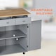 image 6 of HOMCOM Rolling Kitchen Island on Wheels, Utility Serving Cart with Rubber Wood Top, Towel Rack, Hooks and Storage Drawers, Grey