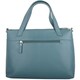 image 5 of Womens Premium Soft Genuine Leather Twin Tote Style Shoulder Handbag with Detachable Shoulder Strap - Aqua / Ivory Black | Black/Cloud