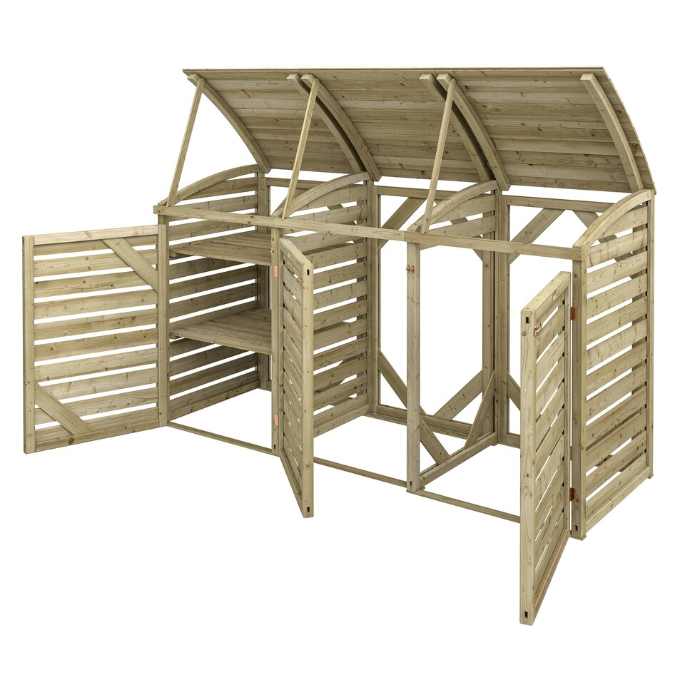 image 1 of Rowlinson Timber Double Bin Store With Single Box Store Brown