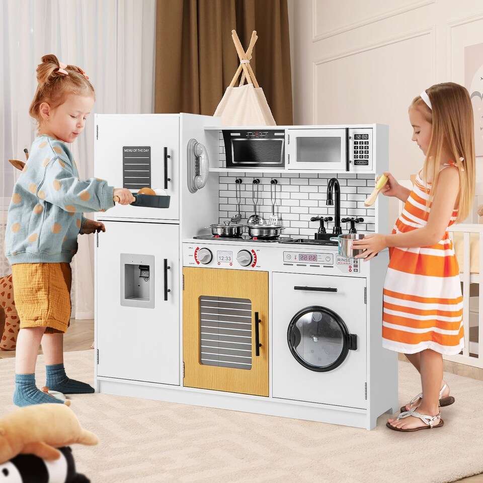 image 1 of COSTWAY Play Kitchen Toy Set Kitchen Playset Kids Chef Pretend Play Toy