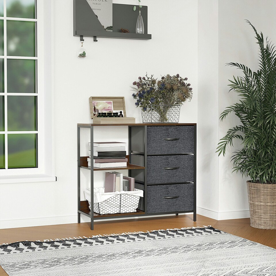 image 1 of HOMCOM Chest Dresser Tower with 3 Drawers Storage Cabinet Organizer, Beige
