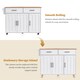 image 7 of VILUXE Mobile Kitchen Island with Foldable Worktop, 2 Drawers, Adjustable Shelves, Towel Rail, Wheels and Solid Wood Feet, White and Natural