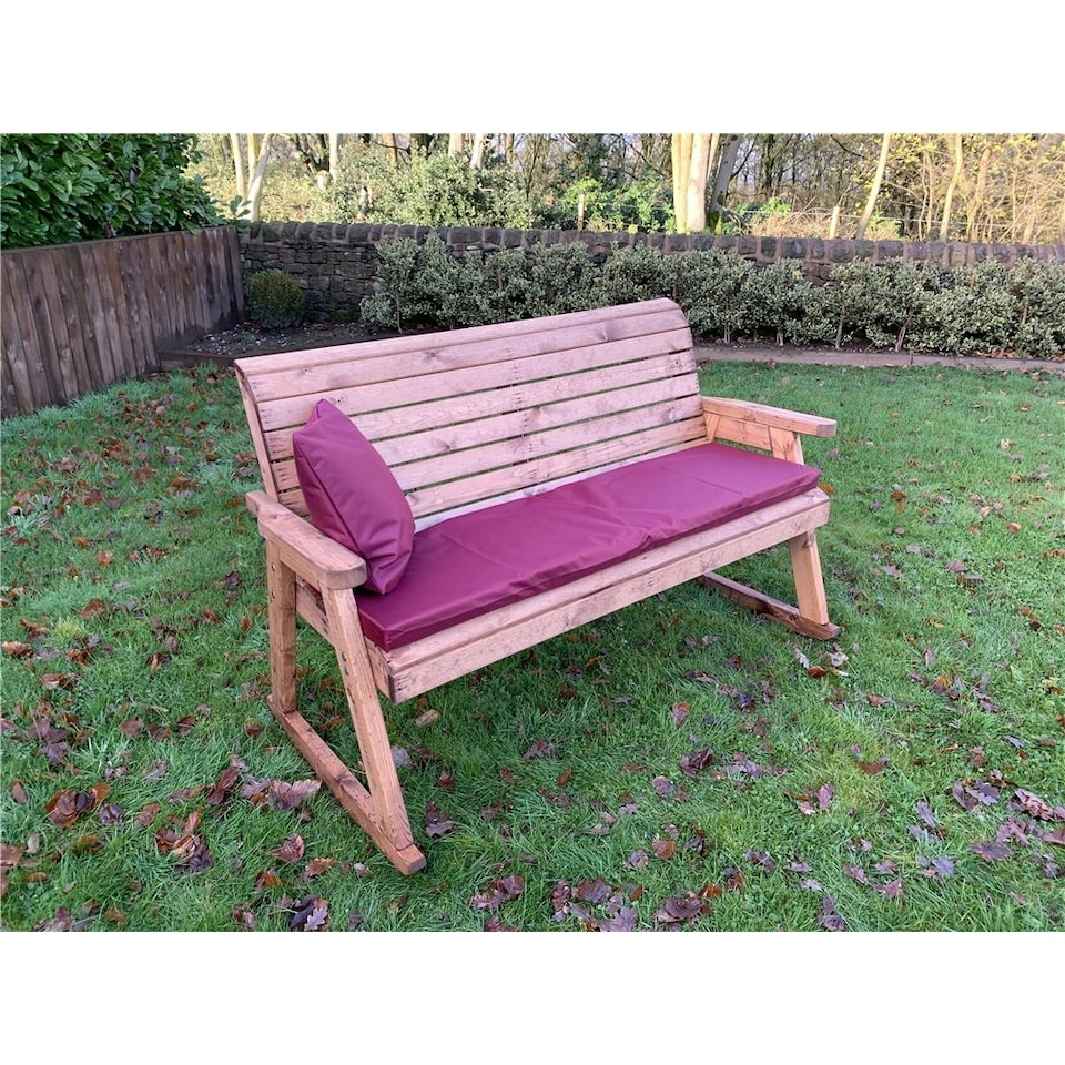 image 1 of Traditional Three Seater Rocker With 1 x Winchester Cushion Burgundy, 1 x Scatter Cushion Burgundy & 1 x Fitted Cover