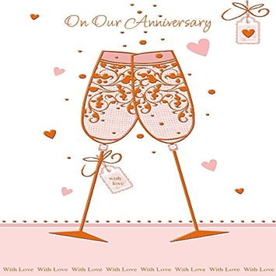 image 1 of Sparkling With Hearts Champaign On Our Wedding Anniversary Card
