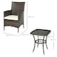 image 7 of Outsunny Rattan Bistro Set Garden Chair Table Patio Outdoor, Brown