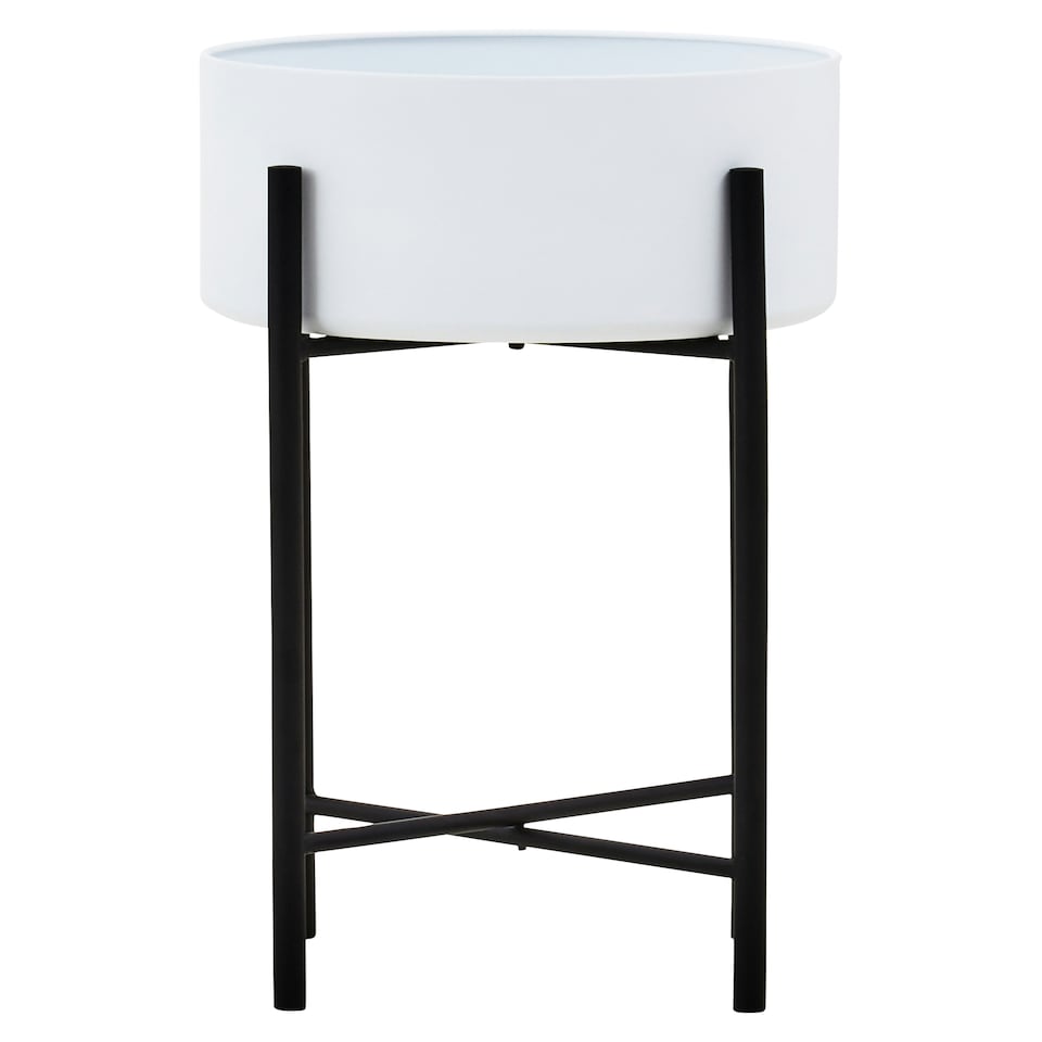 image 1 of Interiors by Premier Contemporary Design Large White And Black Floor Standing Planter, Sturdy And Durable Outdoor Pot For Flowers White