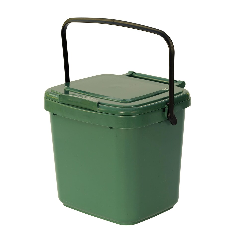 image 1 of Green Kitchen Compost Caddy - for Food Waste Recycling (7 Litre) - 7L Plastic Composting Bin