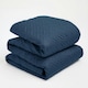 image 1 of OHS Geo Pinsonic Quilted Blanket Bedspread, 200x240cm - Navy Blue