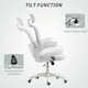 image 4 of Vinsetto Mesh Chair with Headrest, 4D Lumbar Support, Flip-up Arm, White White
