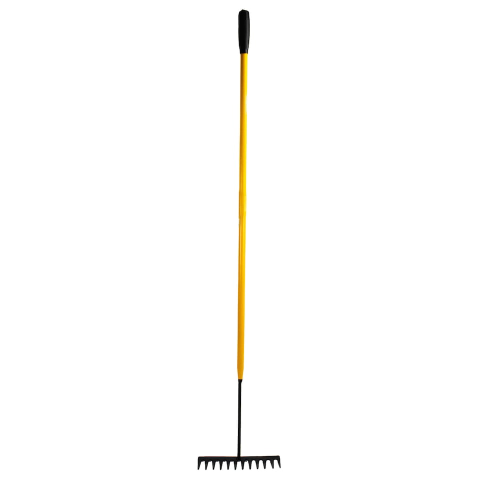 image 1 of JCB 12 Teeth Garden Rake, 150cm x 30cm Head, Tubular Steel Gardening Landscaping JCBGR01