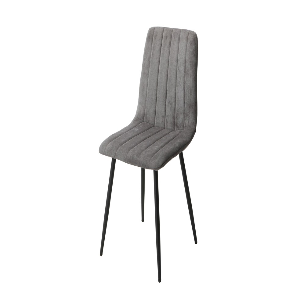 image 1 of Aspen, Straight Stitch Grey Dining Chair, Black Tapered Legs (Pair) Grey