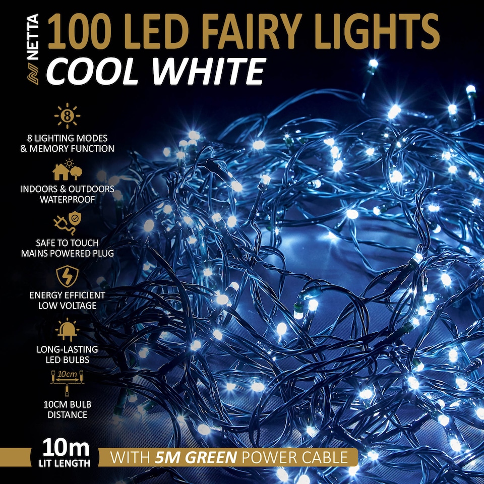 image 1 of NETTA LED Fairy String Lights Outdoor and Indoor Plug In