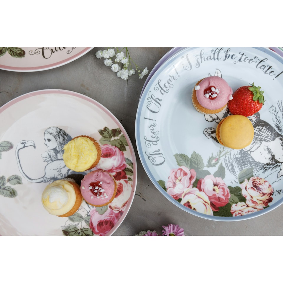 image 1 of Mikasa Alice in Wonderland Side Plate Set Bone China 21cm Set of 4 | Multi