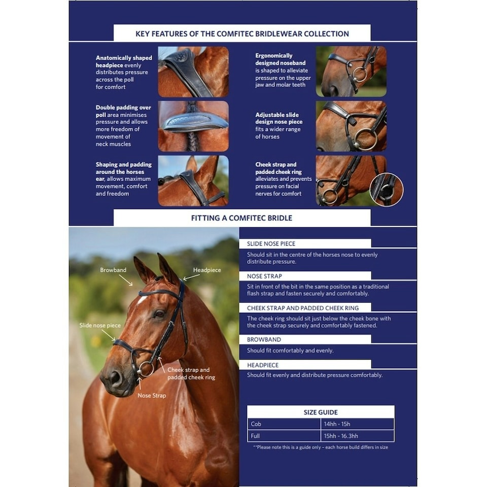 image 1 of Collegiate Comfitec Patent Leather Bridle - Brown - Warmblood