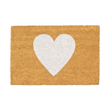 Nicola Spring Coir Door Mat - 60 x 40cm - White Heart