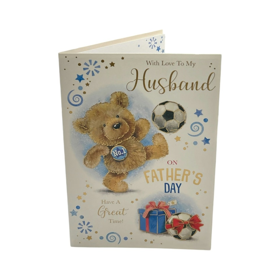 image 1 of To My Husband Teddy Playing Football Design Father's Day Card