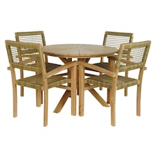Table set with 4 chairs DKD Home Decor 100 x 100 x 75 cm Brown