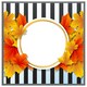 image 4 of Orange& red autumn leaves on black stripes (Picture Frame) White | M