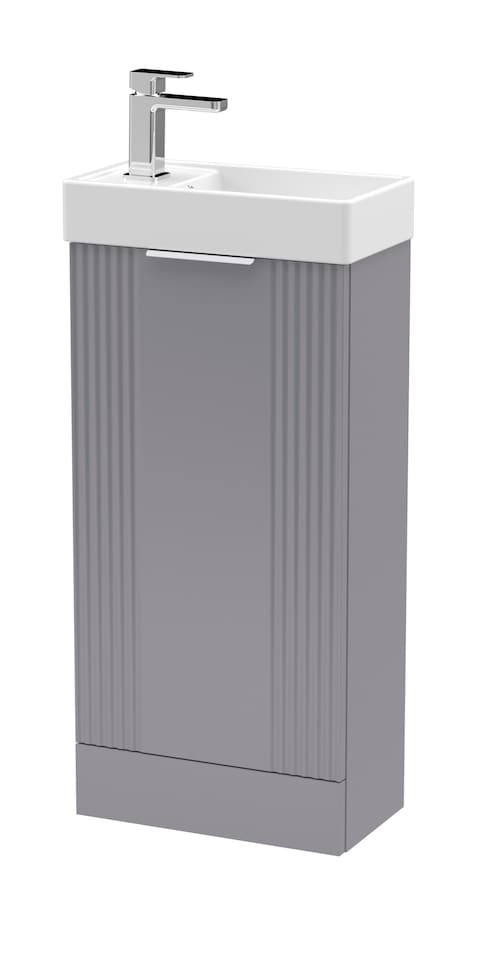 image 1 of Balterley Retro Floor Standing 1 Door Cloakroom Vanity Basin Unit | Grey | Satin Grey | 1