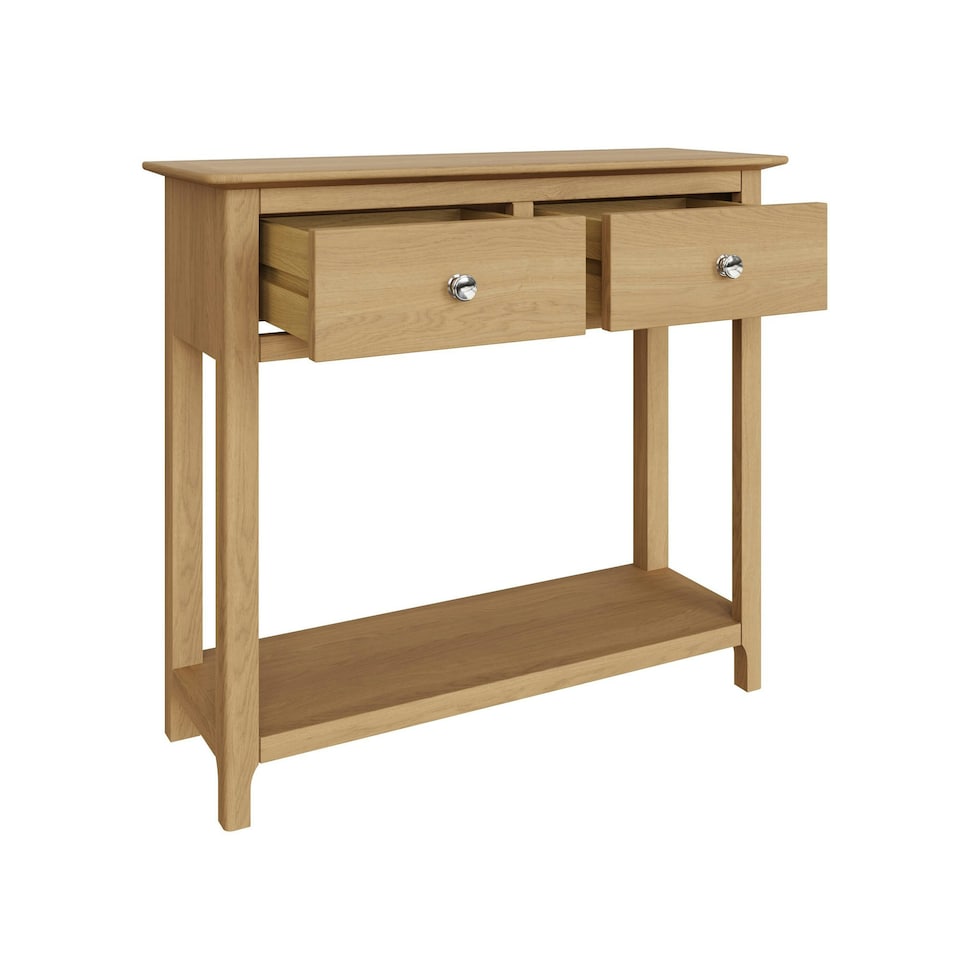 image 1 of Taberno Oak 2 Drawer Console Hallway Table Natural Oak Brown