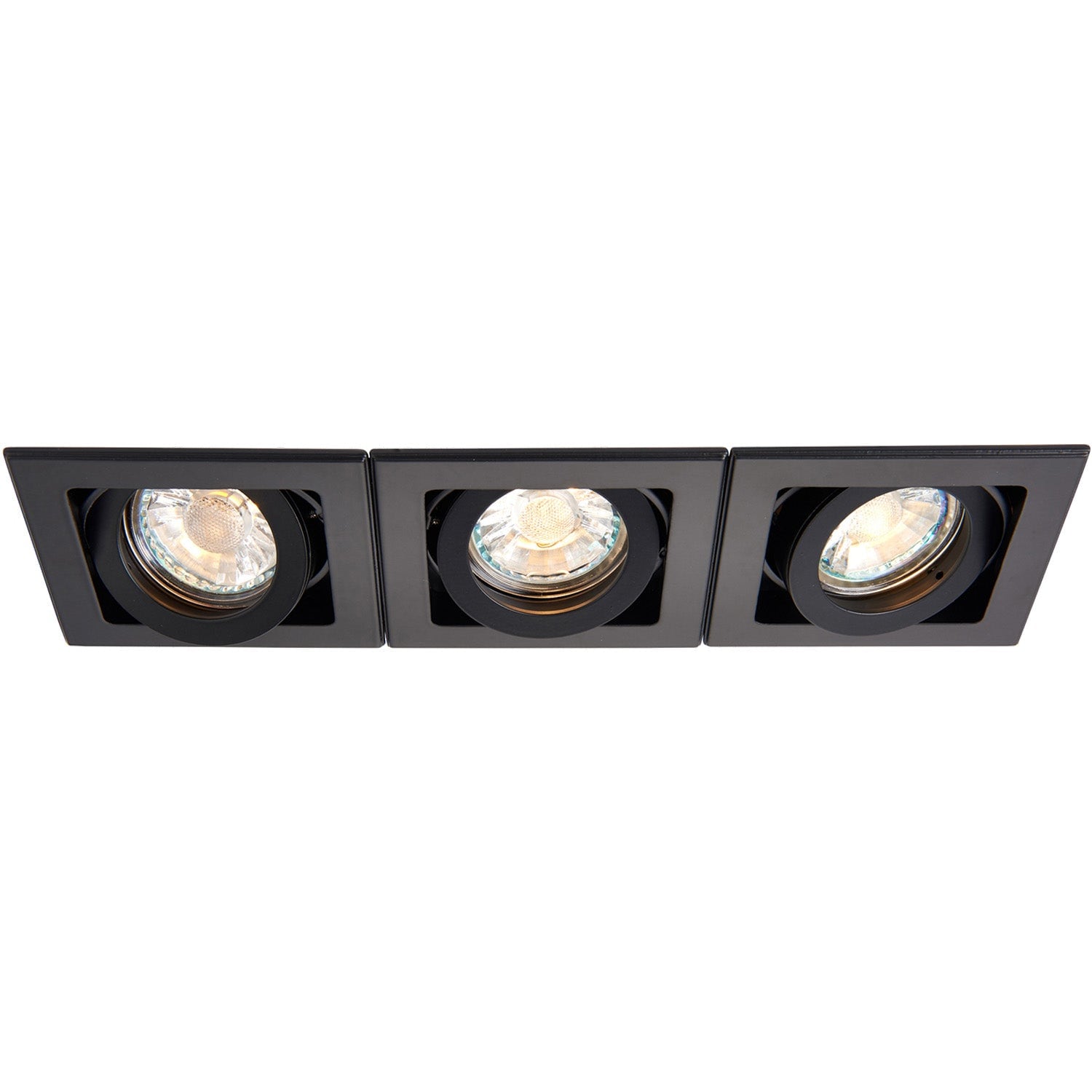 Loops Triple Adjustable Recessed Boxed Downlight - 3 x 50W GU10 Reflector - Matt Black