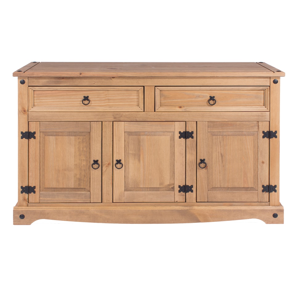 image 1 of Corona Premium Medium Sideboard - 2 Wide Drawers and 3 Doors with Adjustable Shelf in Antique, Grey or White Wax | Brown | Brown | One Size | 1