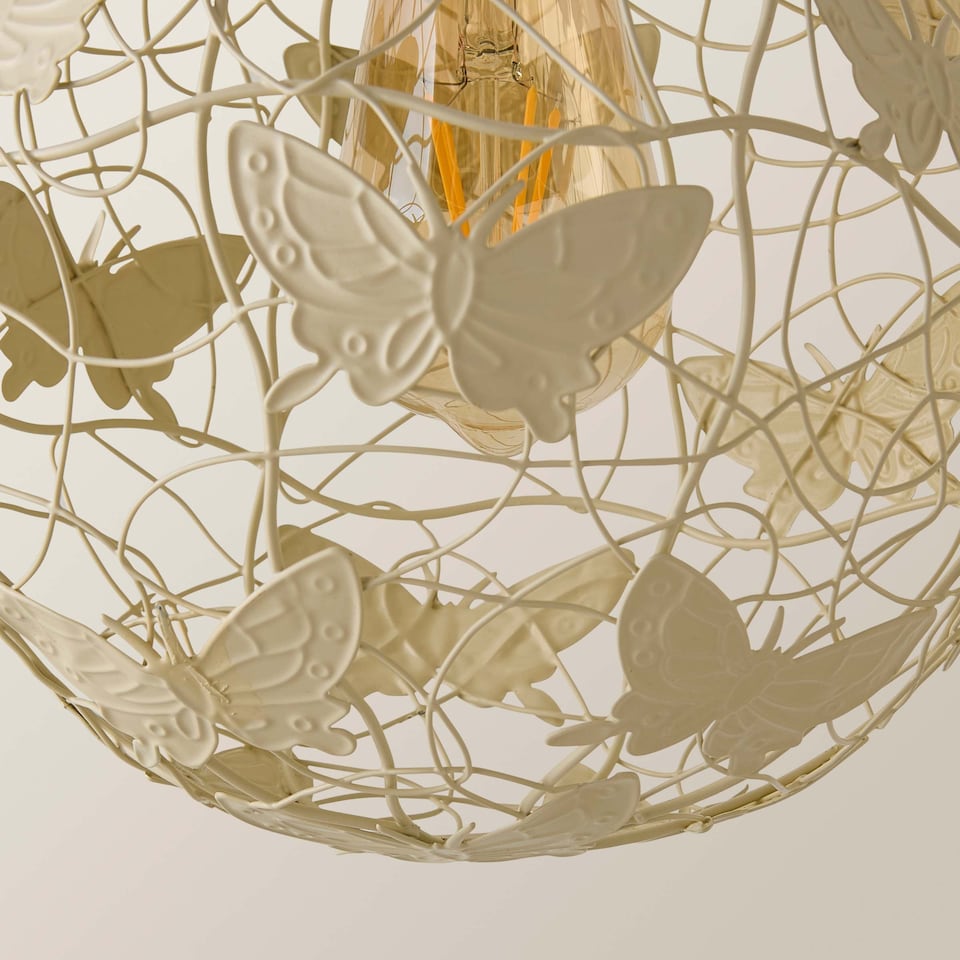 image 1 of ValueLights Modern Cream Butterfly Wire Frame Globe Ceiling Pendant Light Shade