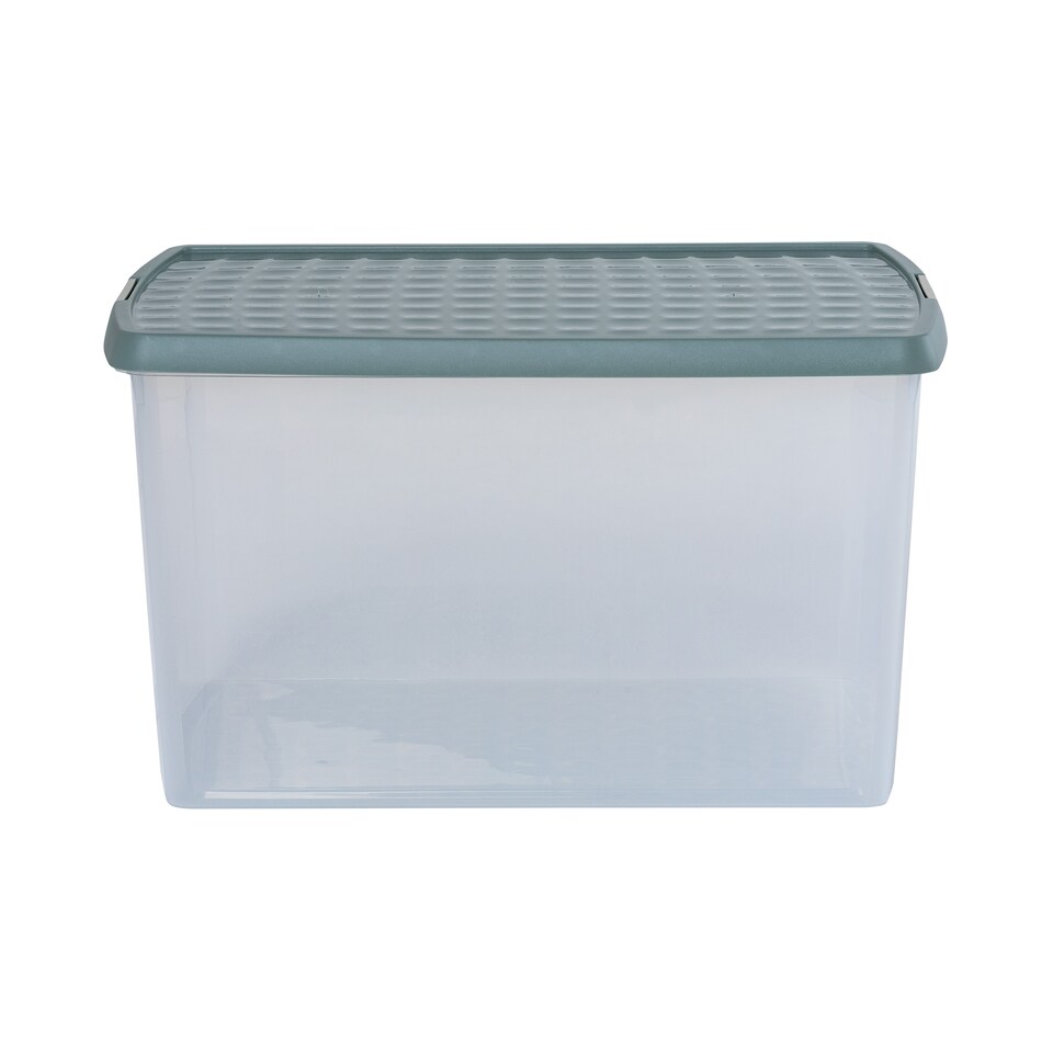 image 1 of Wham Clip 5x 62L Rectangular Plastic Storage Boxes with Clip Lock Lids. Ideal for Home, Office, Toys & More - Clear/Green Milieu | Green | Green Milleu | 5