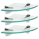 image 1 of Harbour Housewares 3x Floating Glass Corner Shelves - 20cm - Silver Brackets - Bathroom Shower Storage Vanity Display Unit Shelf | Silver | Clear/Chrome | 20 x 20 x 0.5 CM | 3