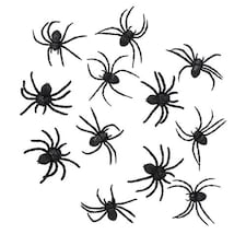 Halloween Black Rubber Spiders - Pack of 12