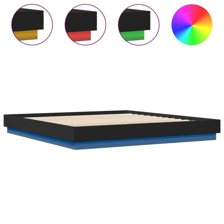Bed Frame With Led Lights Black 200X200 Cm