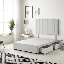 Texas Divan Bed Base with 2 Drawers & 30 Inch Headboard Linen Fabric | Grey | Sage