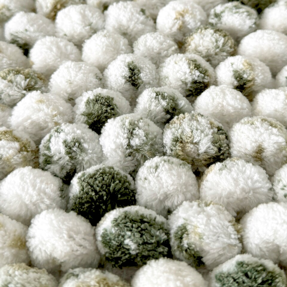 image 1 of Marl Chunky Bobble Toilet Pedestal Mat 50 x 50cm - Non Slip Marble Effect Bathroom Rug | Green | Green | 50 x 50cm (20 x 20") | 1