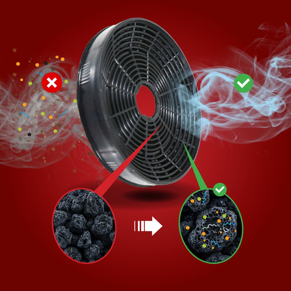 image 1 of SPARES2GO Carbon Charcoal Vent Filter for Grundig GDK 59000 BXB Cooker Extractor Hood (Pack of 2 Filters)