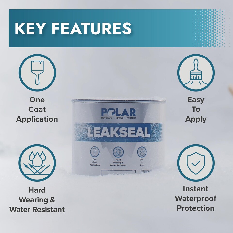 image 1 of Polar Leakseal Waterproof Roof Sealant Paint Instant Leaks Cracks Repair | Grey | Grey | 500 ml