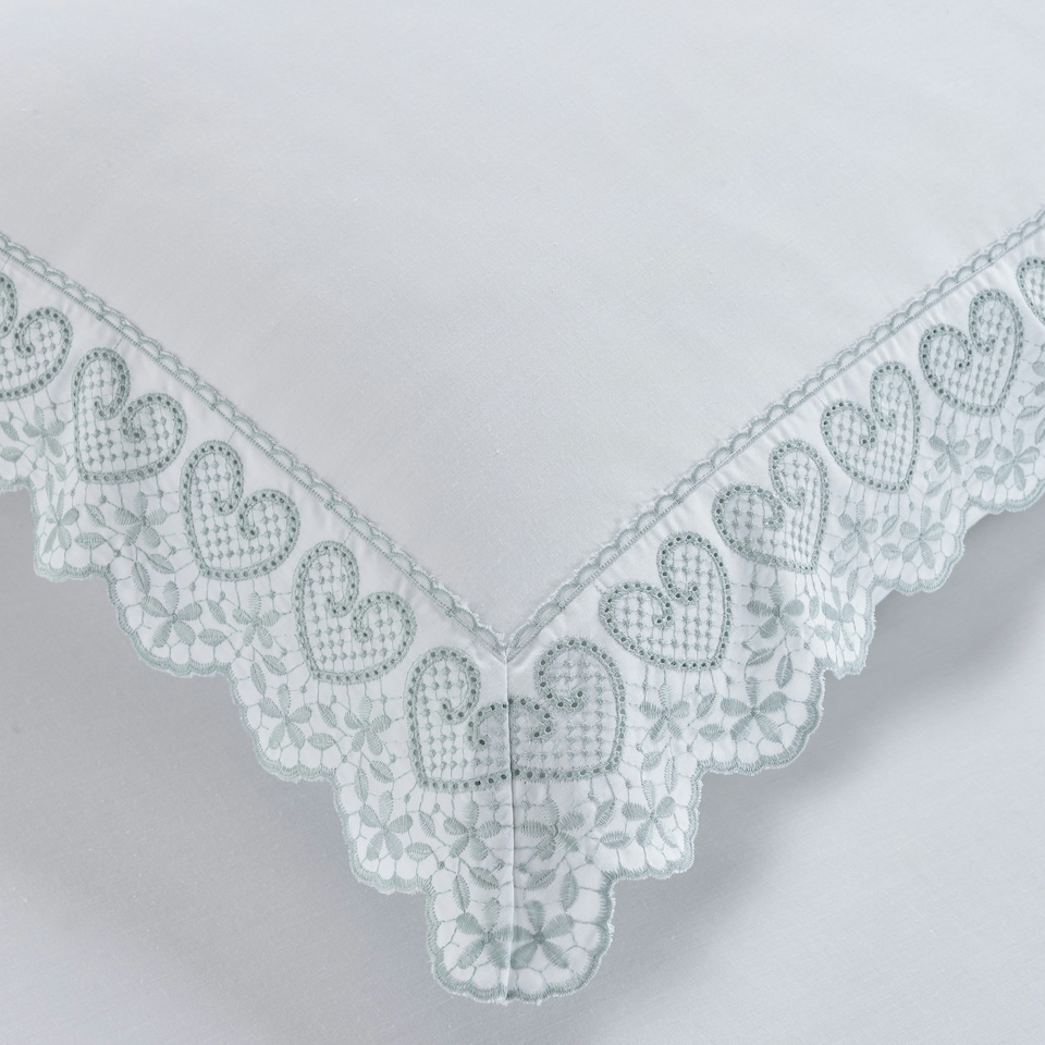image 1 of Elise Embroidered Floral Duvet Cover Set with Pillowcases Included (White) White | King