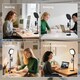 image 8 of HOMCOM Selfie Light for Video Conference Lighting, Dimmable Desk Lamp with Stand Phone Holder, 5 Colour Modes & 10 Brightness Levels, Memory Function for Home Office, Recording, Video Calls, Black | Black