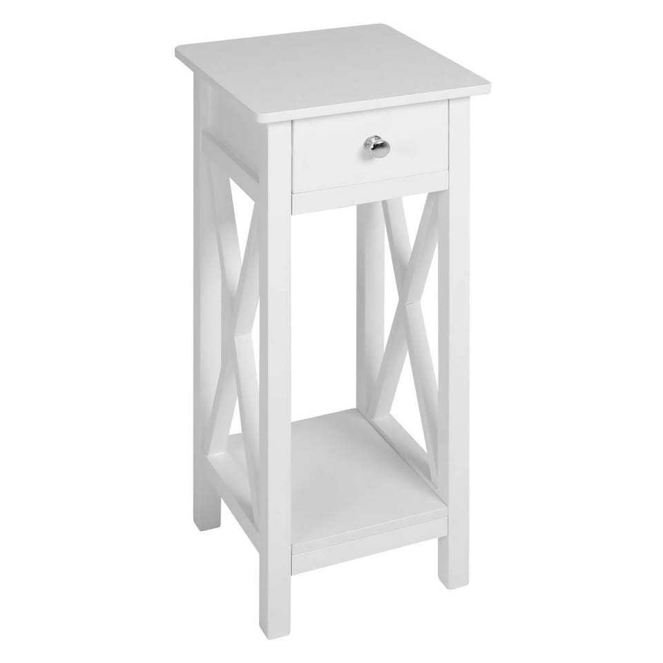 image 1 of Living and Home Wooden Slim Console Table with One Drawer- White