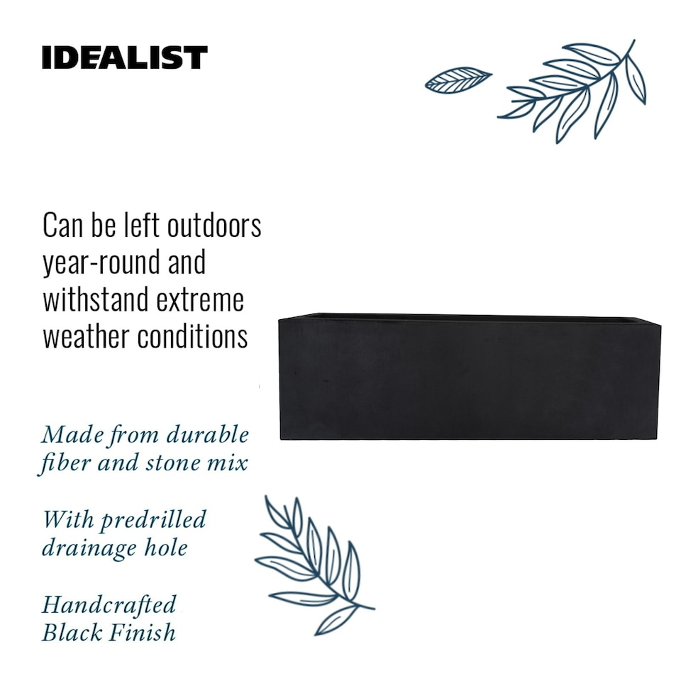 image 1 of Window Box Light Concrete Black Garden Planter L80 W17 H17.5 cm, 24 ltrs Cap.