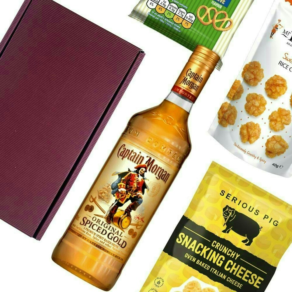 image 1 of Captain Morgan Original Spiced Gold Rum Nibbles Hamper 70cl 35% abv
