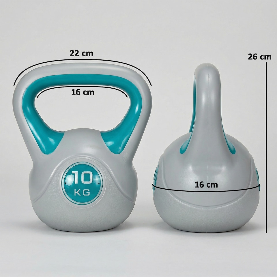 image 1 of SPORTNOW 10kg Kettle Bell with Handle for Home Gym, Light Blue and Grey | Blue | Blue