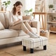 image 7 of HOMCOM Chic Linen Fabric Foot Stool Ottoman Cube with Legs