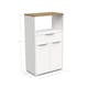image 4 of FURNICOMP Luna Tall Freestanding Kitchen Pantry Cupboard with Microwave Shelf - Matt White & Hamilton Oak