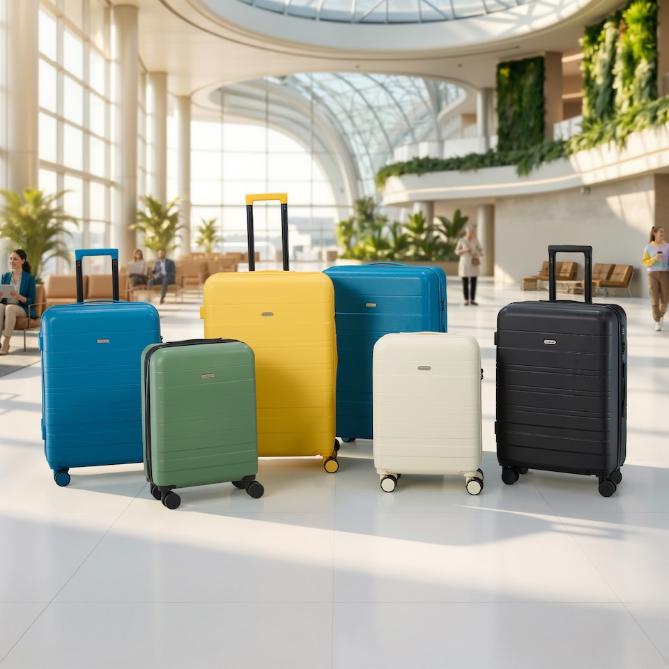image 1 of Vonhaus Hard Shell Suitcase Set 3 Piece with TSA Lock | White | Cream