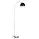 image 1 of ValueLights Curva Polished Silver Floor Lamp with Black Dome Shade & Bulb | Black