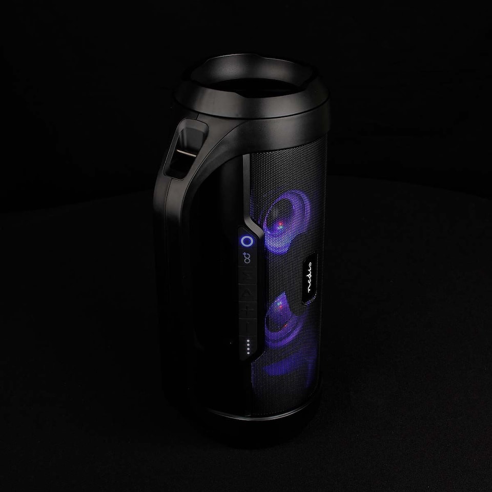 image 1 of Nedis Bluetooth Party Boombox Speaker, 120W Peak Power, 6H Playtime, IPX5 Waterproof, RGB LED Lights, Aux/MicroSD/USB Playback, Bluetooth 5.0, Handle - Black
