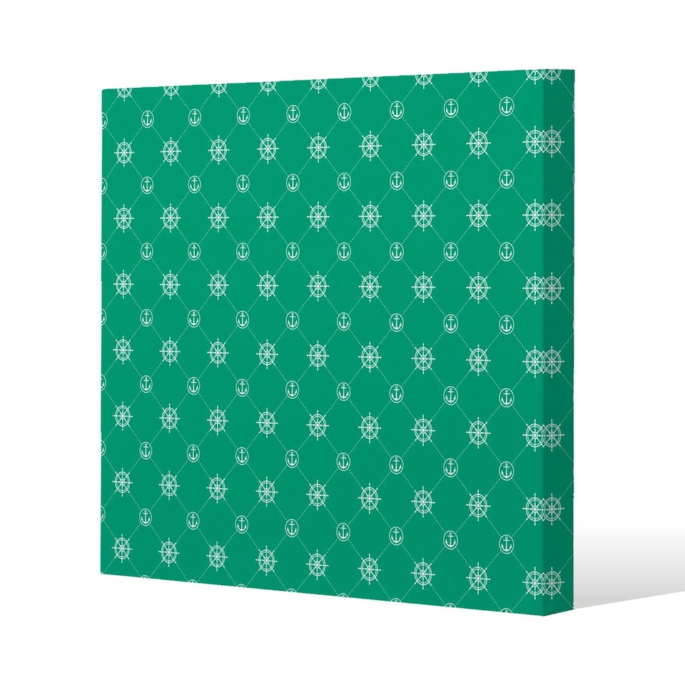 image 1 of Nautical Elements on Green (Canvas Print) 90 x 90 x 4cm